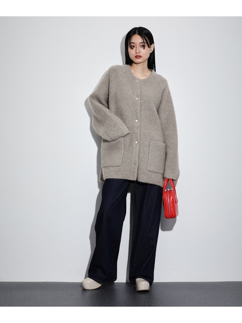 楽天市場】ダブルフェイスファーミドルニットカーディガン ADAM ET