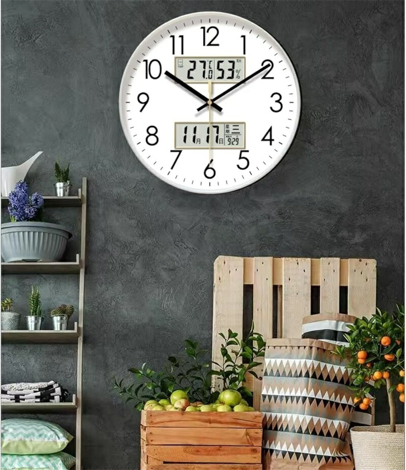 楽天市場】壁掛け時計 アナログ 掛け時計 温度 湿度 カレンダー