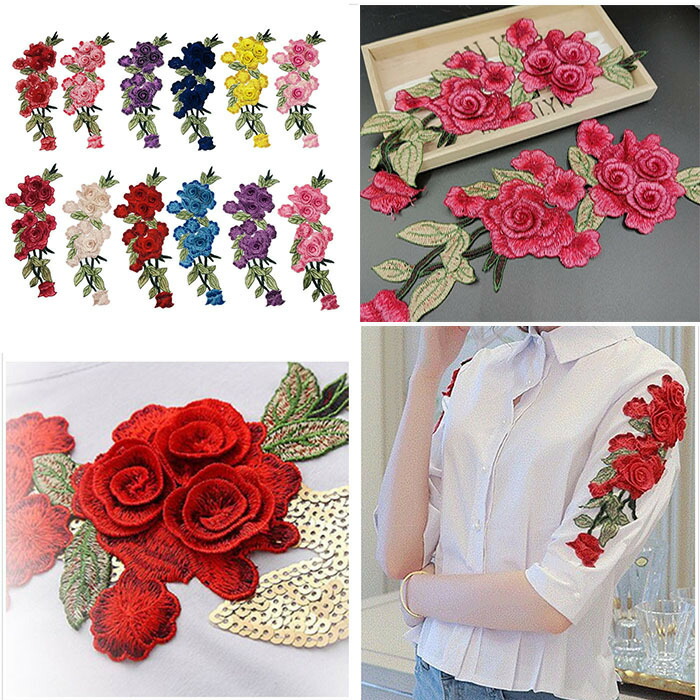 楽天市場】薔薇 花 ローズ 刺繍 ケミカル モチーフ 2枚セット レッド