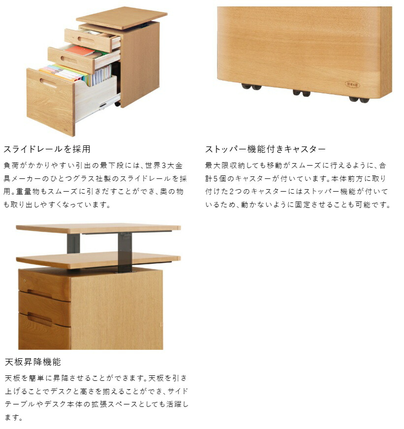 楽天市場】【受注生産】浜本工芸 学習机 No.32昇降袖A 天板昇降機能