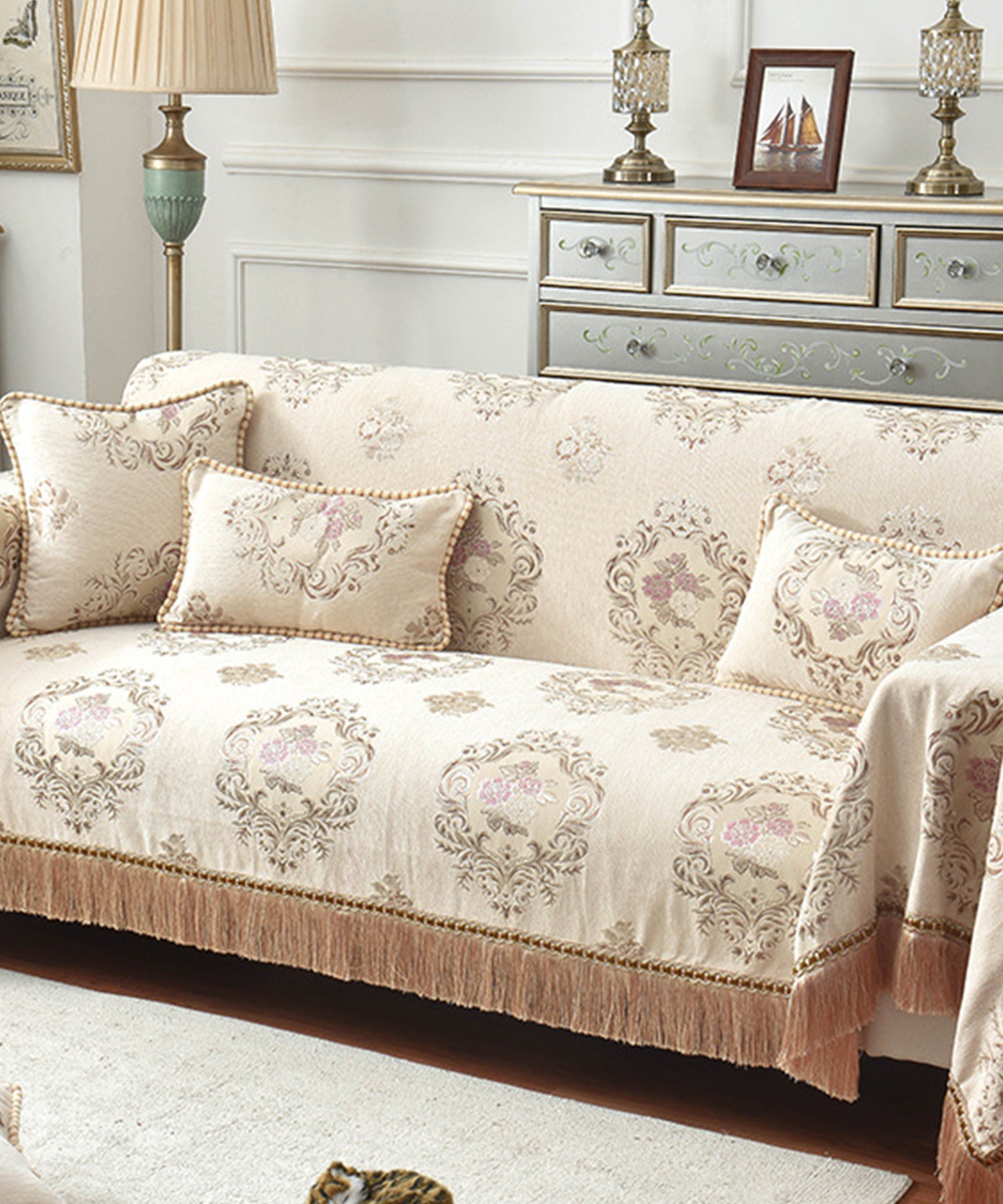 花 花 マルチカバー ソファーカバー ビンテージラグ 181x124 マルチ