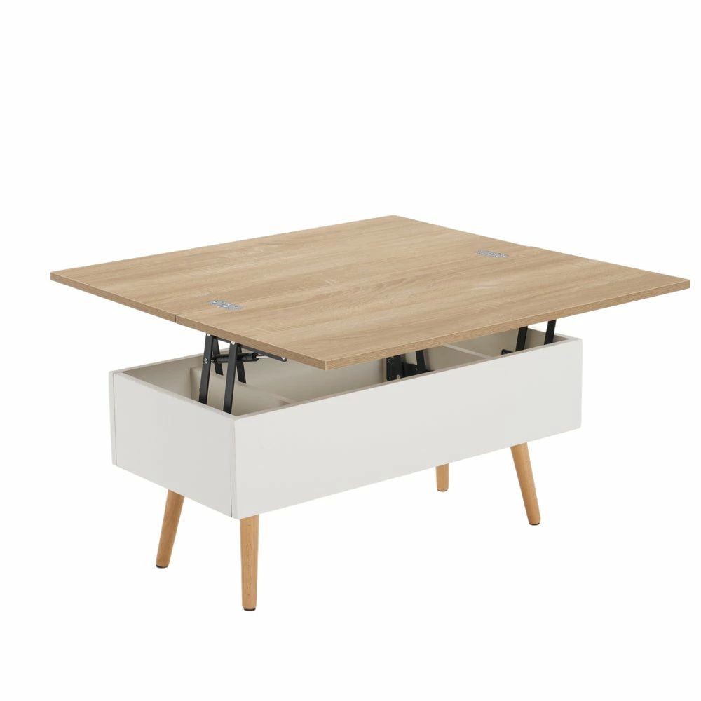 楽天市場】ナチュラル+ ホワイト テーブル 油圧昇降式テーブル 昇降