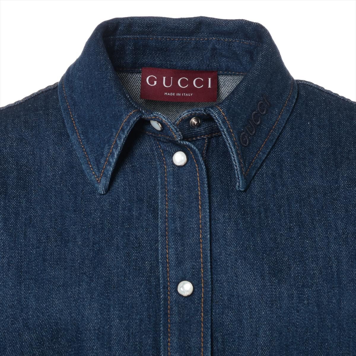 楽天市場】【中古】グッチ コットン シャツ 38 レディース ネイビー