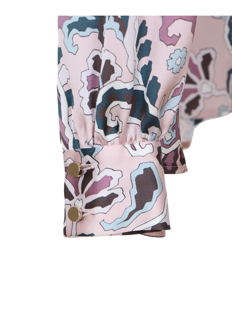 美品ANAYIアナイモダンペイズリーフリルブラウス38Mサイズピンク