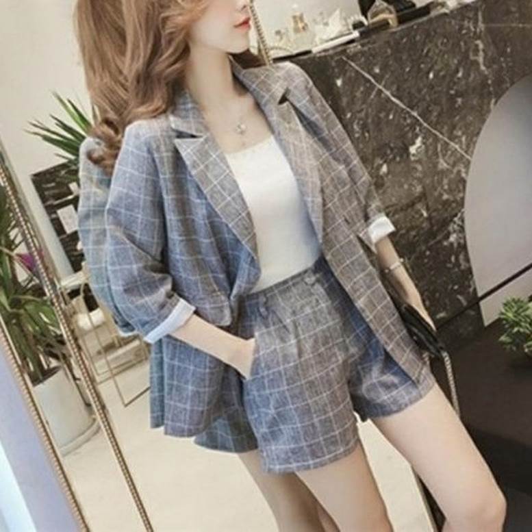 楽天市場】ショートパンツスーツ セットアップ レディース チェック柄