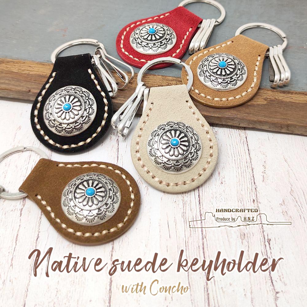 楽天市場】H.N.Z キーホルダー スウェード コンチョ ターコイズ