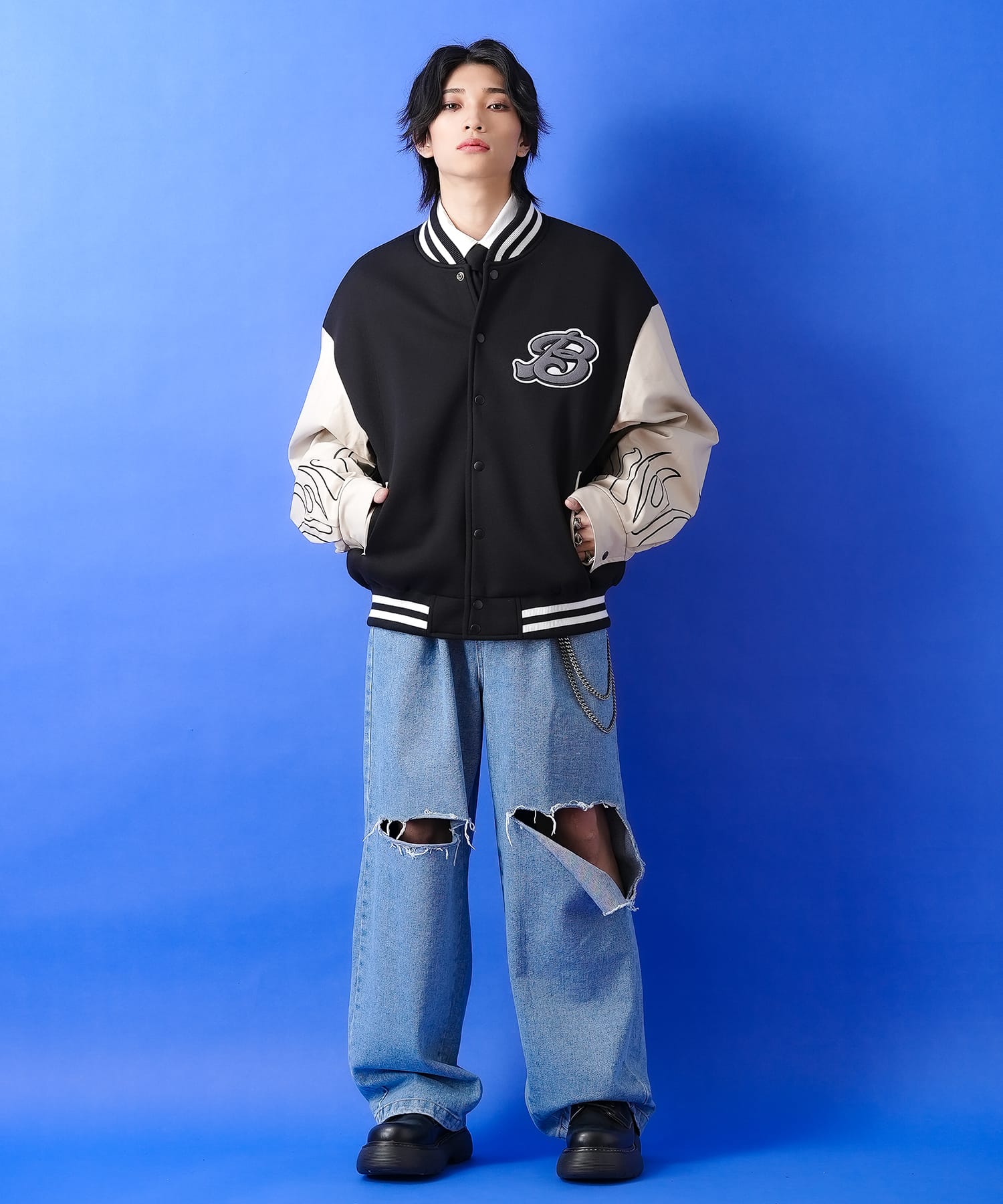 楽天市場】a.p.o.v. フェルトワッペン＆フレイム刺繍アーム合成皮革