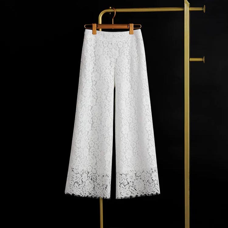 楽天市場】総レースパンツ ワイドパンツ レディース 花柄レース 総