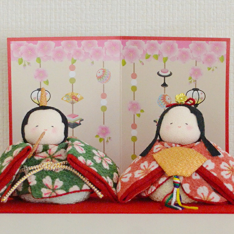 楽天市場】お雛様 【桃の節句】ぽてりひな2人［桜］はんなり屏風付き
