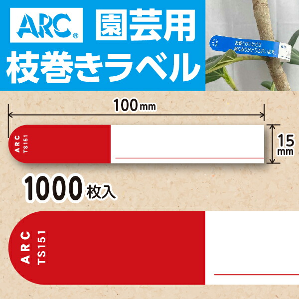 楽天市場】ARC製【 園芸用枝巻きラベル TS151R 赤 (1000枚入)】15