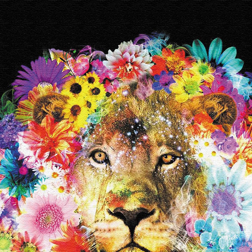 楽天市場】ライオン 動物 花のインテリア用アートパネル ファブリック