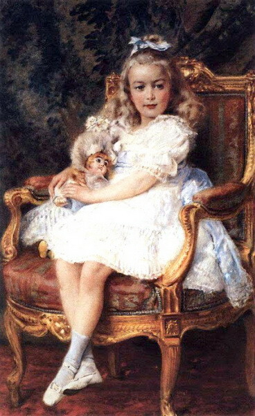 楽天市場】油絵 Konstantin Makovsky_ 椅子に座る少女 MA1594 : 絵画
