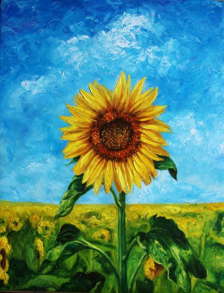 絵画 油絵 原画 一点物 ポップ イエロー 花 カラフル アート F4 絵画