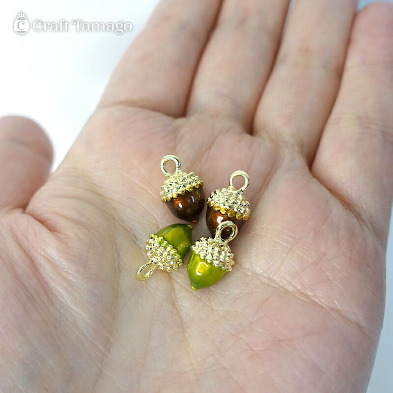 楽天市場】【2個】どんぐりメタルチャーム グリーン ブラウン 高級感