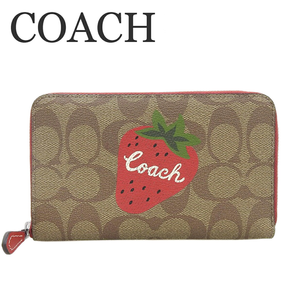 楽天市場】【COACH】 コーチ イチゴ柄 長財布 ミディアム ID ジップ