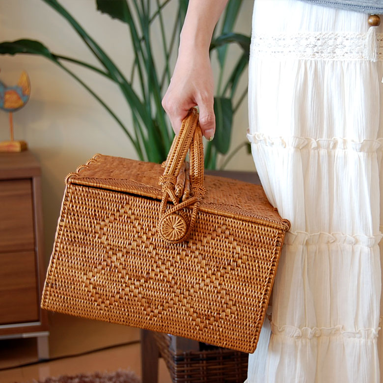 楽天市場】アタ製カゴバッグ ランチバッグM アジア雑貨 アジアン雑貨