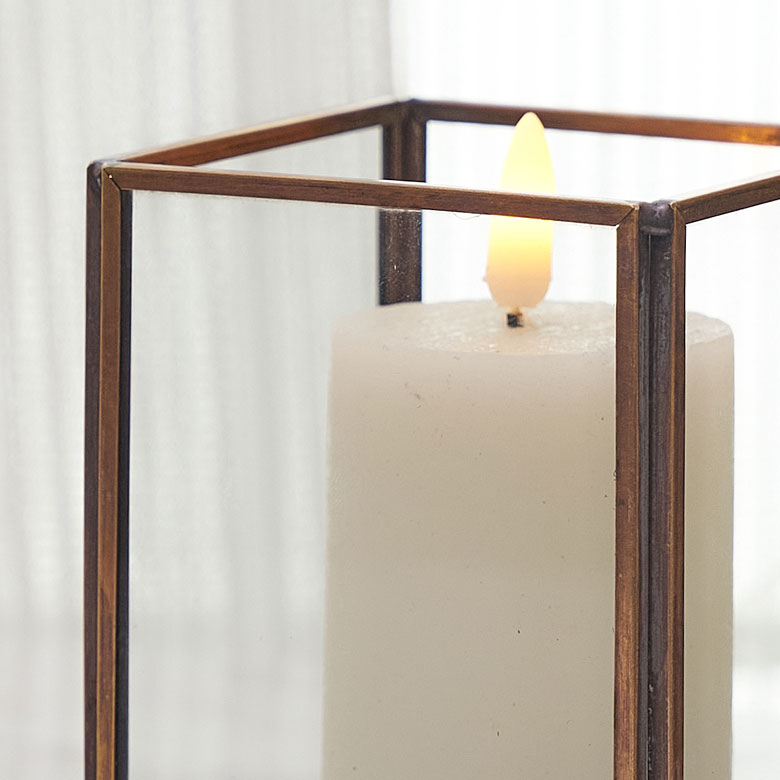 楽天市場】ガラスと真鍮でできた長方形のキャンドルホルダー