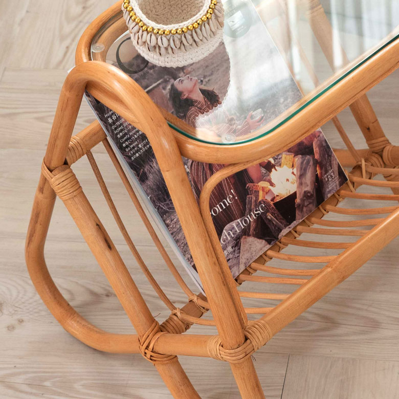 楽天市場】サイドテーブル ラタン マガジンラック ナイトテーブル W