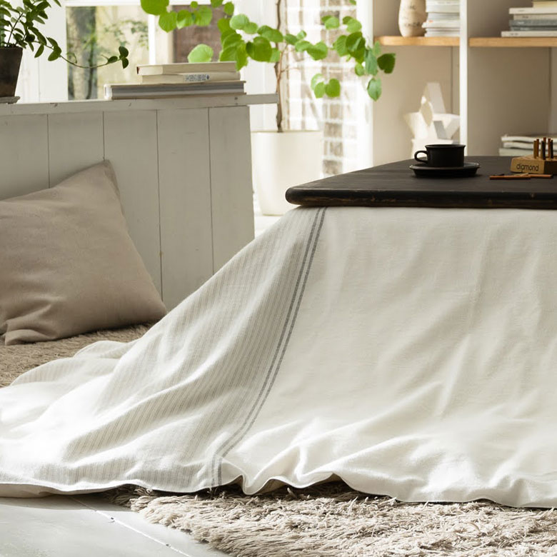 楽天市場】こたつ布団 正方形 綿 200 × 200cm ストライプ ホワイト