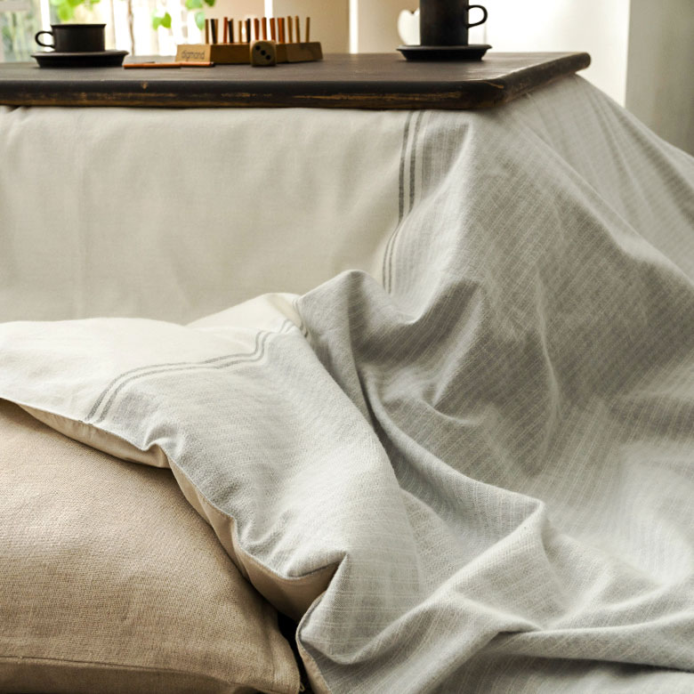 楽天市場】こたつ布団 正方形 綿 200 × 200cm ストライプ ホワイト