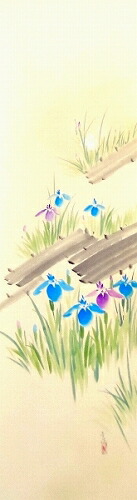 楽天市場】【掛け軸・掛軸】辰本青花『菖蒲』日本画□表装済み・新品