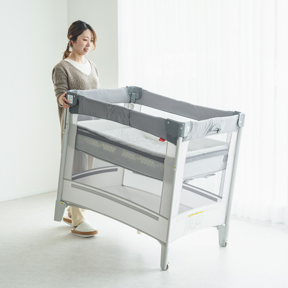 アップリカ ココネルエアーAB 折りたたみベビーベッド グレー 楽天市場