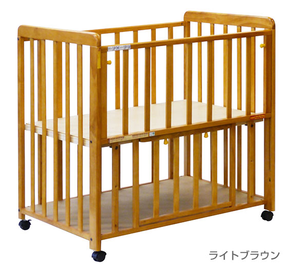 楽天市場】ヤトミ ミニベビーベッド ミミ 棚板付き ベビーベッド