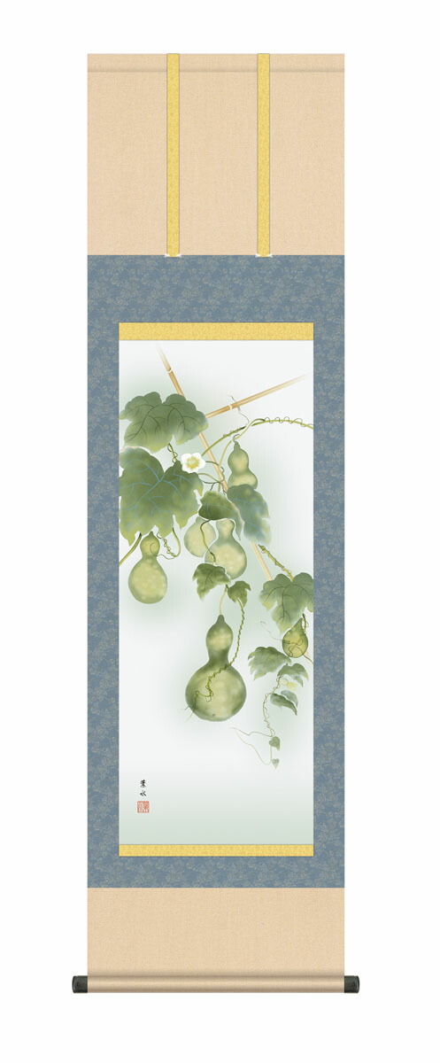 楽天市場】掛軸 掛け軸 夏掛け 花鳥画 「六瓢」 緒方葉水 送料無料 尺