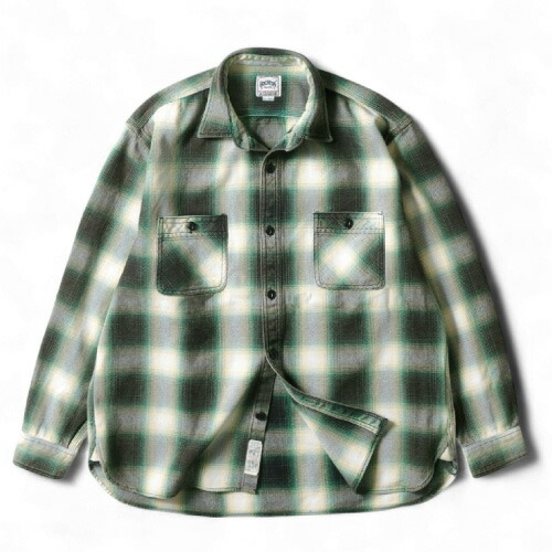 楽天市場】ネルシャツ ヘビー（カラーグリーン）（カジュアルシャツ