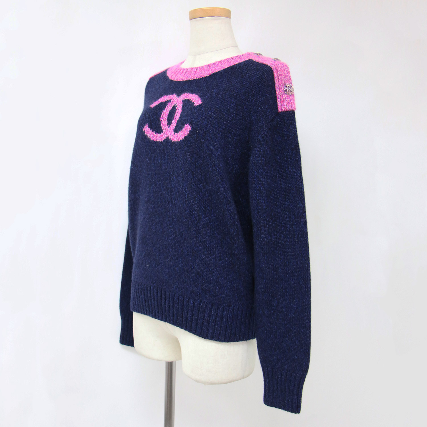 楽天市場】CHANEL シャネル ニット カシミヤ ネイビー ピンク 36(S