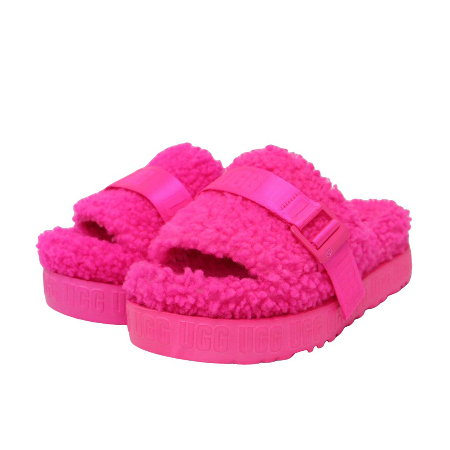 楽天市場】UGG アグ サンダル FLUFFITA ピンク 23.0cm ロゴベルト ボア