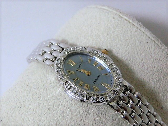 楽天市場】美品 セイコー 1F20-6D80 エクセリーヌ ダイヤベゼル ブルー