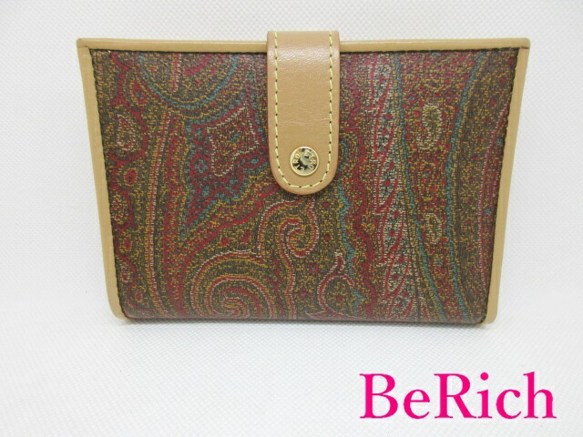 楽天市場】エトロ ETRO がま口 二つ折り 財布 ペイズリー柄 茶