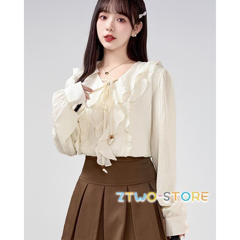 楽天市場】フリル ブラウス オフィス シャツ レディース 長袖 トップス