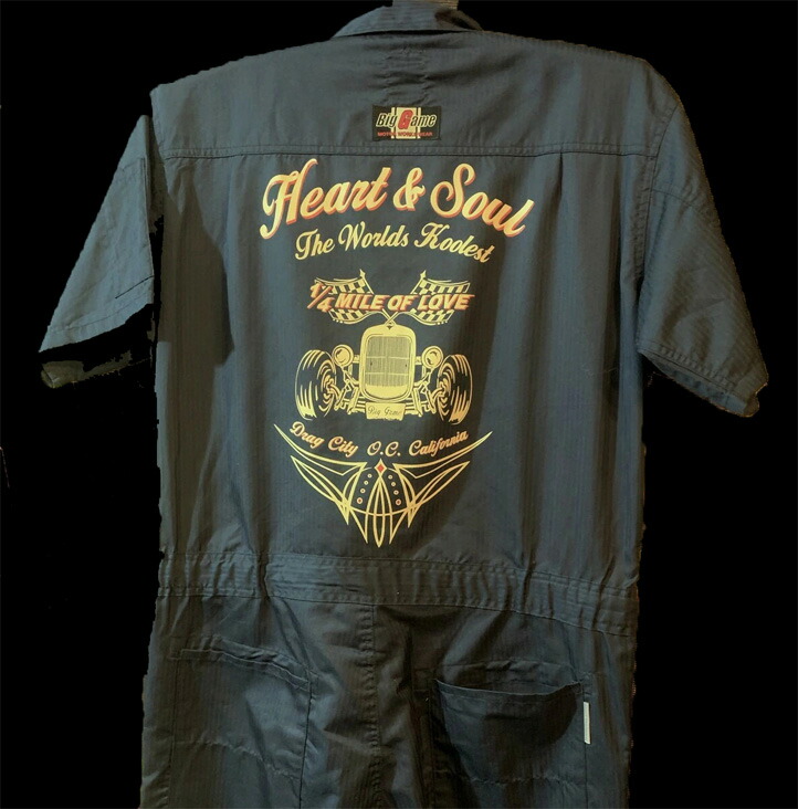 楽天市場】半袖ツナギつなぎ ヒッコリーストライプ スカル ハーレー