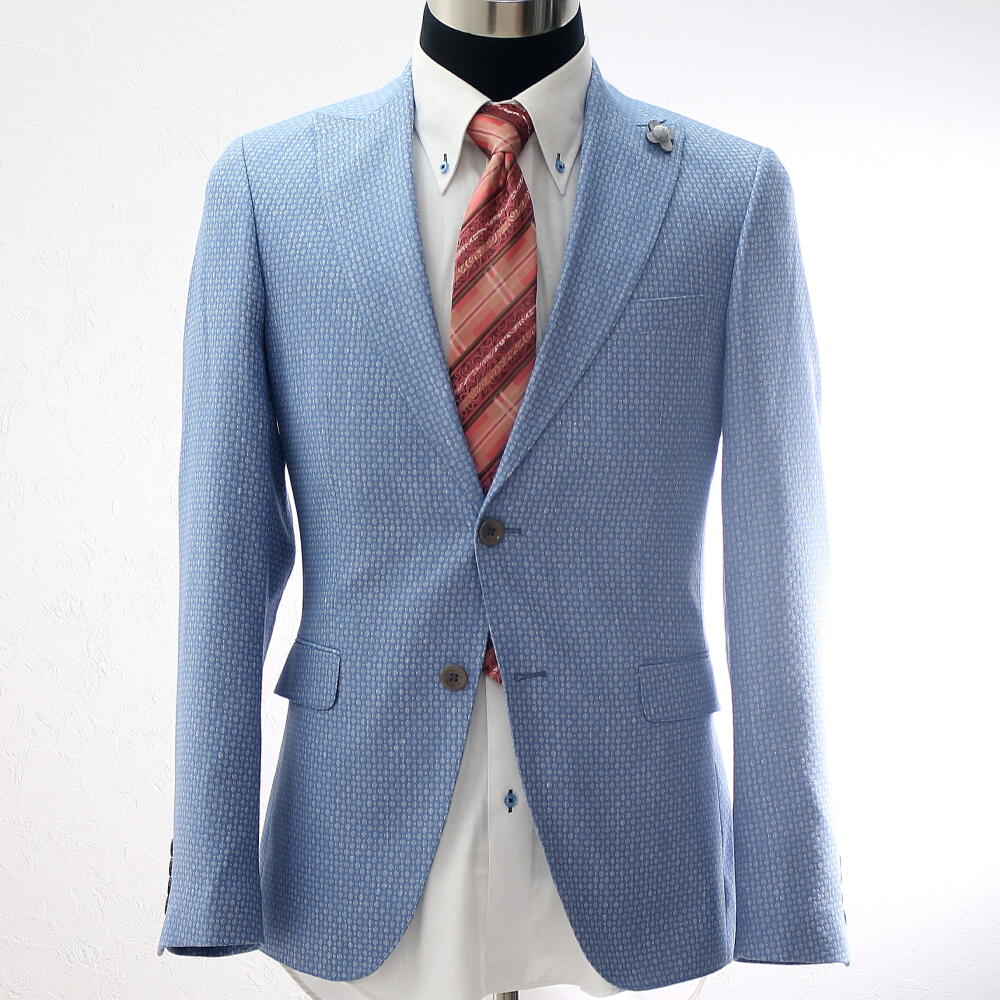 楽天市場】テーラードジャケット メンズ 水色/ブルー ピークドラペル