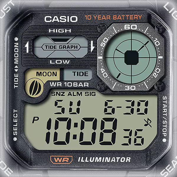 楽天市場】釣り マリンスポーツに 月齢・月の形表示 デジタル時計