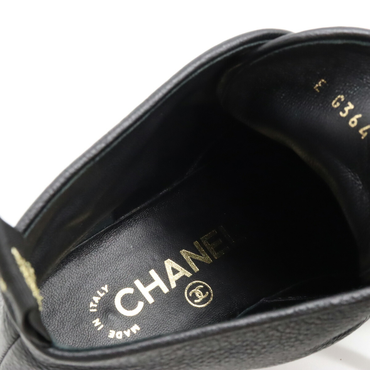 シャネルショートブーツ編み上げレザーパールブラック 楽天市場