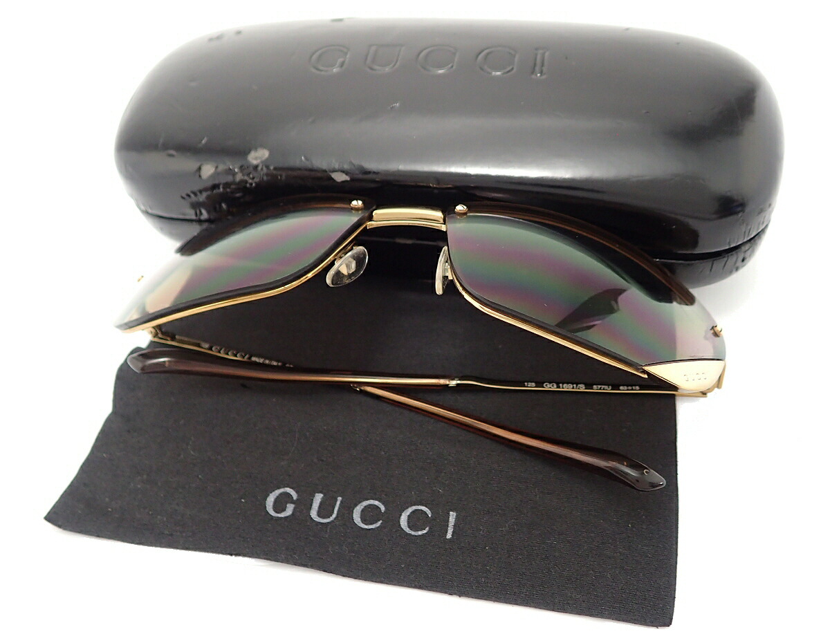 楽天市場】GUCCI グッチ サングラス ブラウンレンズ ゴールド 63□15