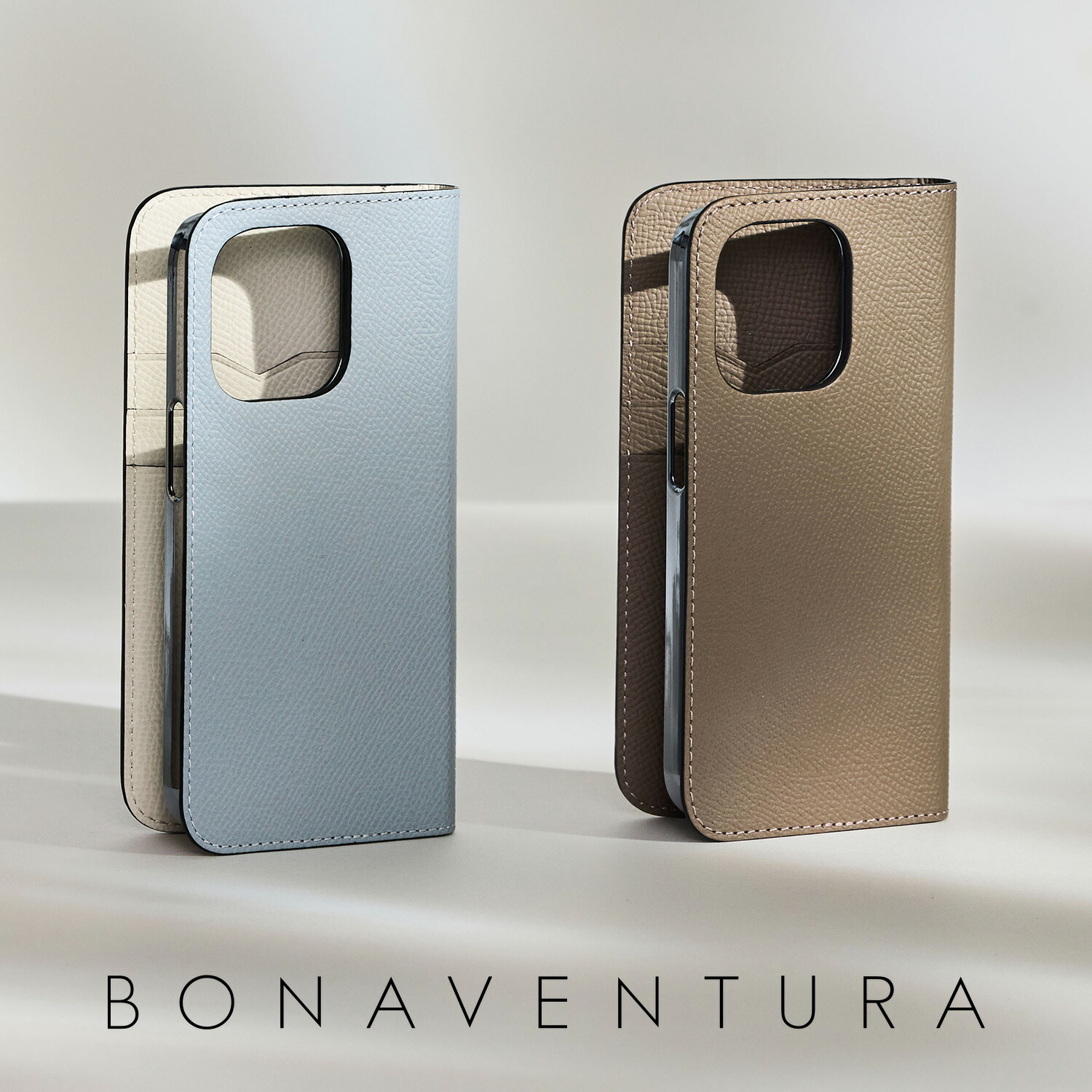 美品✨BONAVENTURA iPhone 13pro グレー 手帳型 iPhone 13) ダイアリーケース シュリンクレザー