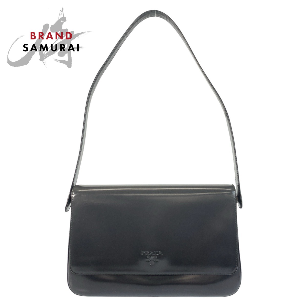 楽天市場】美品 PRADA プラダ ブラック 黒 シルバー金具 エナメル