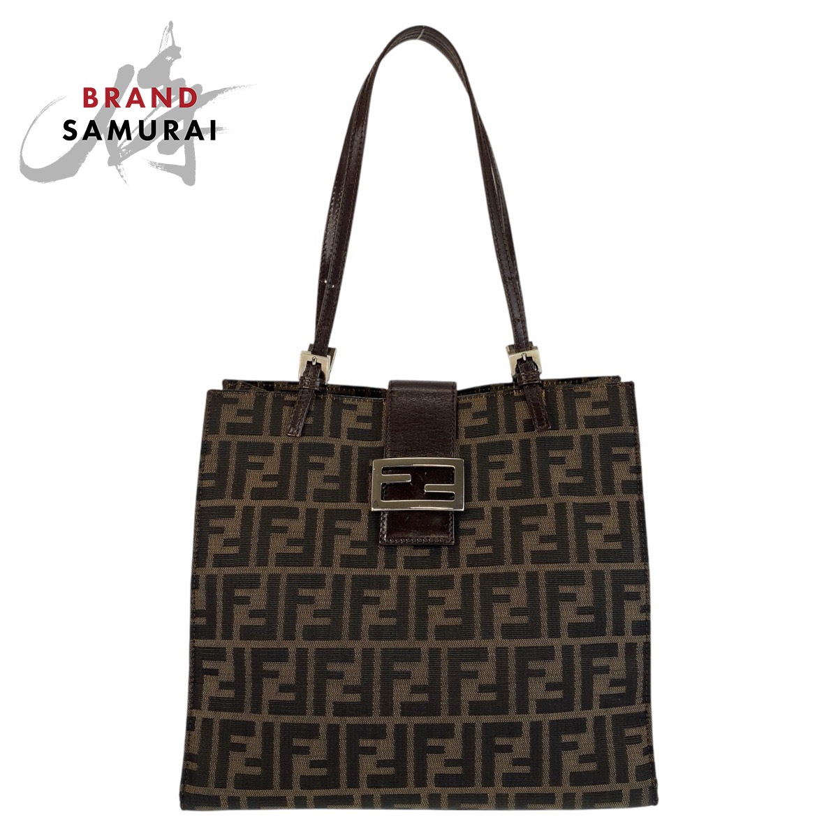 楽天市場】美品 FENDI フェンディ ズッカ ブラウン シルバー金具