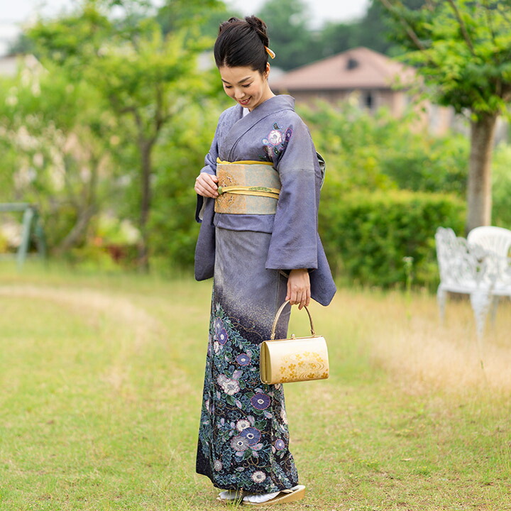 楽天市場】【レンタル】高級正絹 着物 訪問着 フルセット 藤紫 辻が花