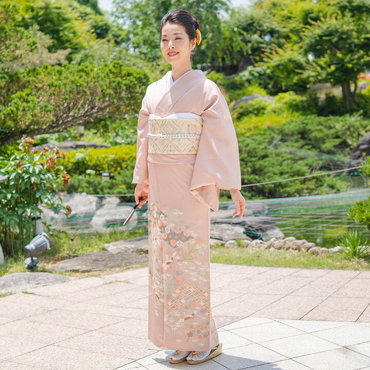 楽天市場】【レンタル 高級正絹 色留袖 フルセットレンタル】撫子色 鶴