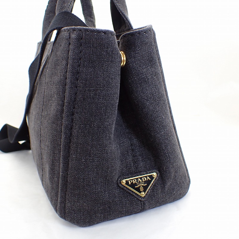 楽天市場】プラダ【PRADA】カナパ2WAYトートバッグデニムブラック