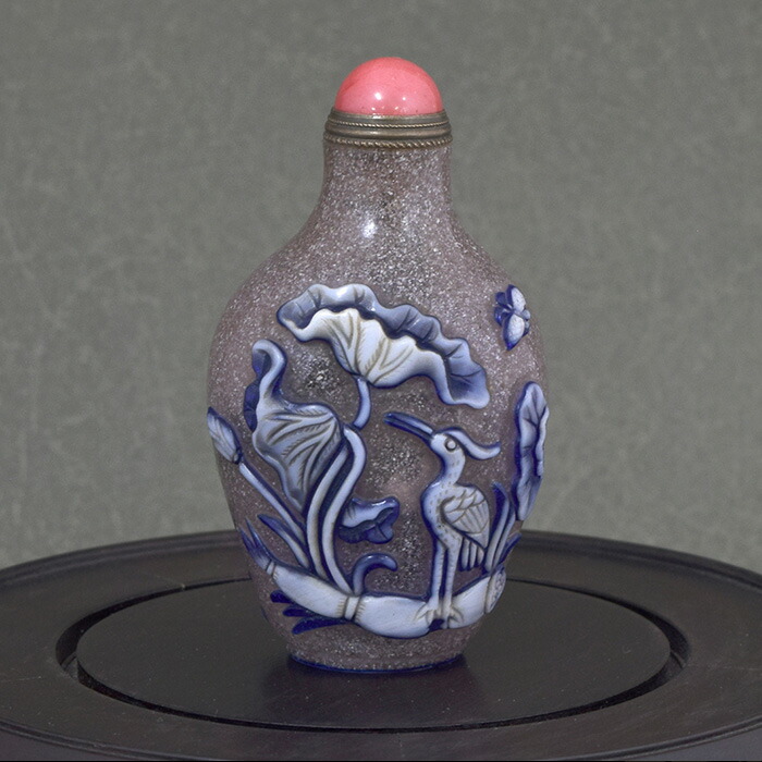 中国古美術・旧蔵粉彩陶磁器の花瓶・純銀の花飾り台座・置物・純手描き