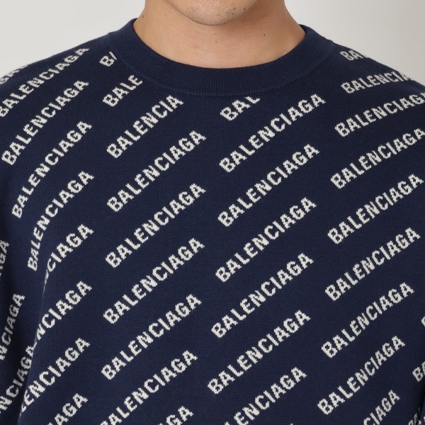 楽天市場】バレンシアガ ニット セーター ネイビー ホワイト メンズ