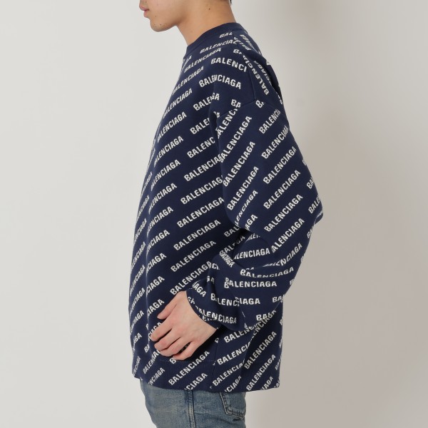 楽天市場】バレンシアガ ニット セーター ネイビー ホワイト メンズ