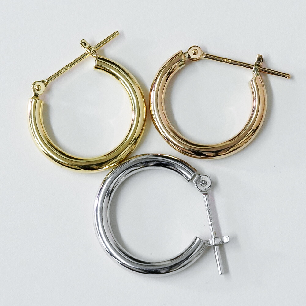 楽天市場】K18 フープピアス 18K ピアス フープ 18金 2mm 15mm YG PG