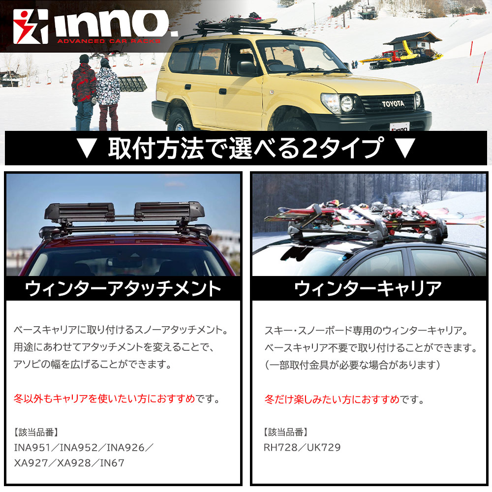 楽天市場】キャリア 冬 inno スキー スノーボード 車載キャリア ルーフ